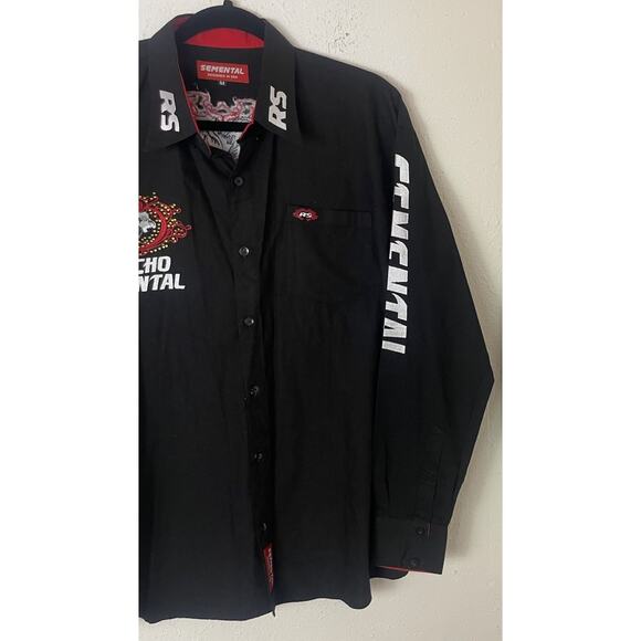 Camisa Rancho Semental Estilo Reparo Black En Manga Medium Button-Up - Picture 2 of 9